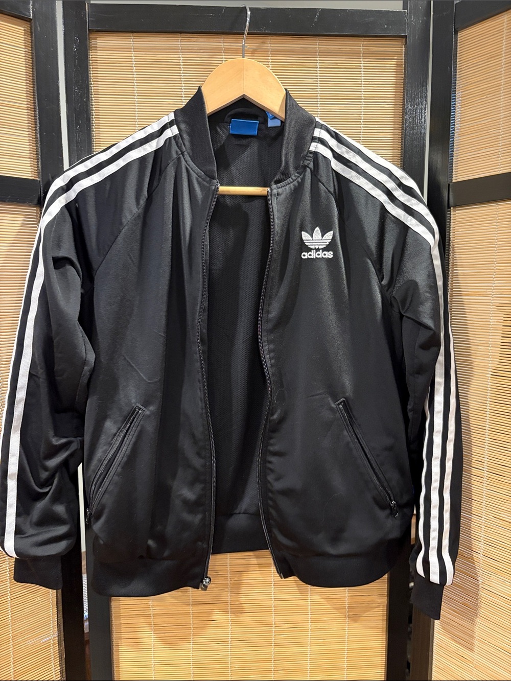 adidas Black Track Bomber Jacket with White 3-Stripes